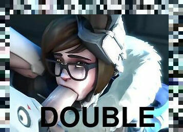 Overwatch intimacy with Dva double penetration