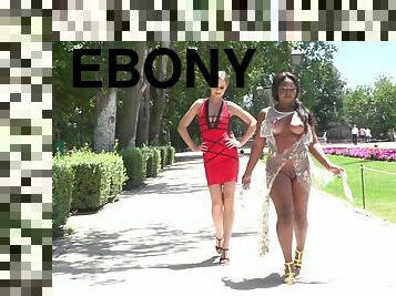 Buxom ebony Tina Kay tied up and humiliated in public