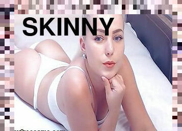 Skinny Blonde Babe Show Wonderful Teased Live