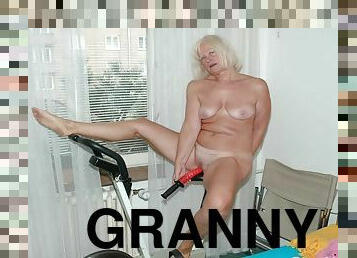 Collection of granny pictures with toys and lovers in slideshow video