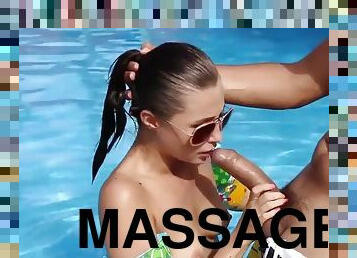 Teen massage and anal fuck swimming in cum