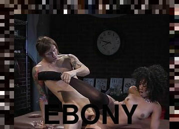 Curly haired ebony Misty Stone pounded by a white guy