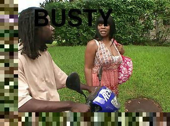 Busty ebony MILF Sani fucked hardcore by a big black dick
