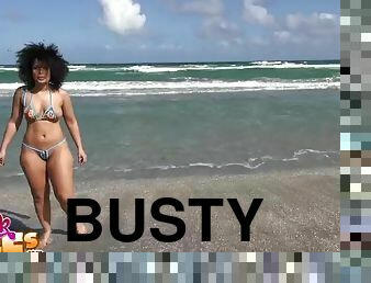 Busty Latina Ava Sanchez pussy fucked after a trip to the beach