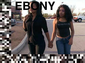 Ebony teen lesbian couple in jeans Secret and Heaven Li