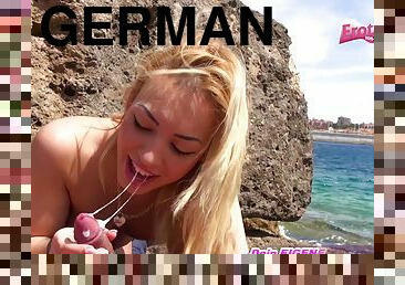 German skinny amateur blonde piss and anal public