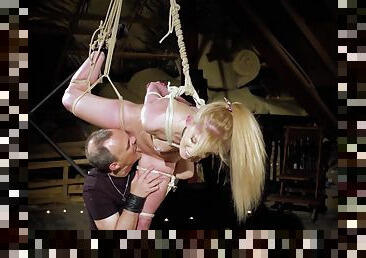 Tied up teen slave screaming in pain bondage and BDSM sex