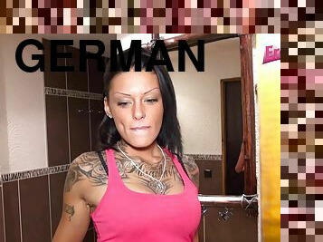 german amateur skinny slut deepthroat at toilet pov