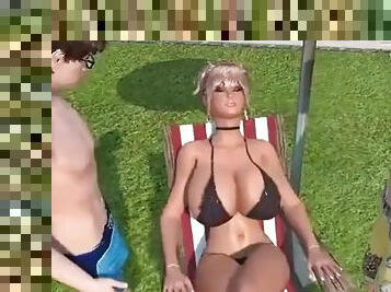 3d, bikini, kertben