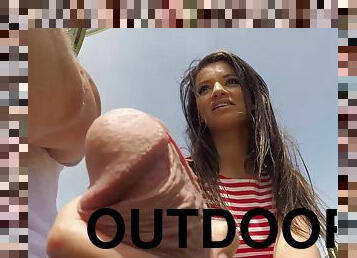They take it inside after Alicia Poz sucks him outdoors