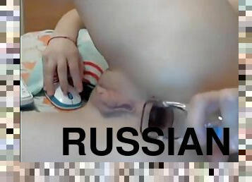 Russian girl in webcam with anal speculum
