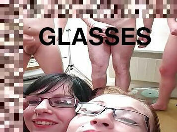 okulary, mamuśki, nastolatki, na-twarz, sperma