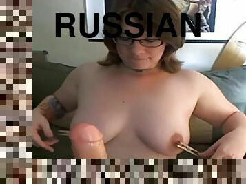 Russian mature dildoing on cam.