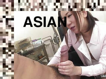 Asian nurse banged from the back with viciousness