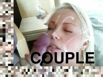 Chick did not expect cum in her face so hard