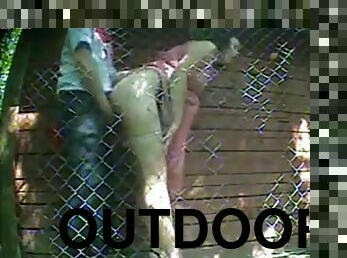 Naughty outdoor quickie gets caught on tape