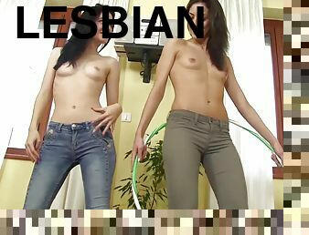 lesbijskie, perwersyjne, dżinsy, brunetka