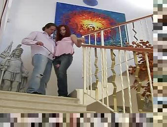 Fucking on the steps can be dangerous with a girl like Tracy.