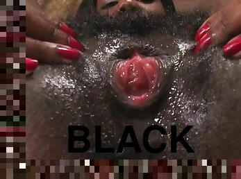 Beneath that black brillo of a bush, Nina Devons pussy is always horny.