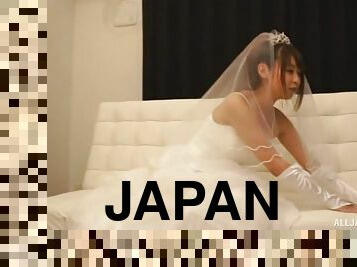 Japanese woman in a wedding dress plowed by an insatiable lover