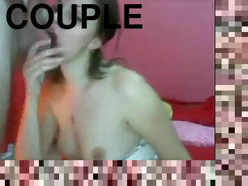 Sexy and pretty girl sucks and fucks on webcam