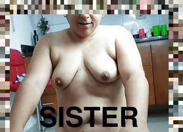 I love the way my stepsister sucks my dick in the kitchen