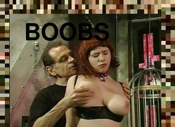 Big tits redhead gets her boobs felt by her master