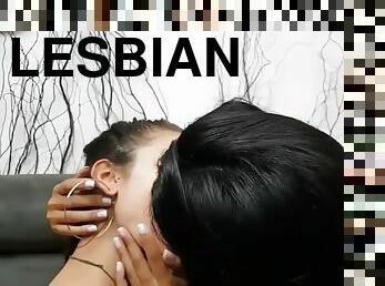Beautiful girls love deep kissing  lesbian