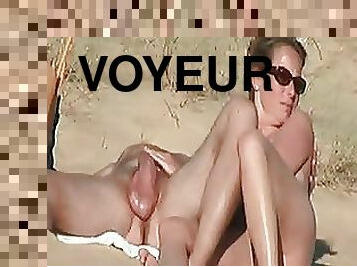 gafas, al-aire-libre, amateur, maduro, babes, paja, cámara, pareja, playa, voyeur