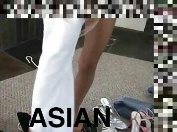 asiatique, masturbation, solo, sexe-habillé