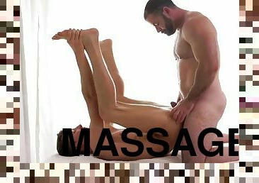 Hunk preacher bareback bangs twink ass after massage