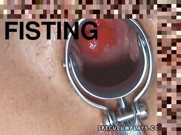 Vaginal training in a hot fisting session for Tiffany