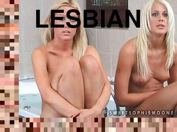 Dorina and Sophie have hot lesbian sex in a bathroom