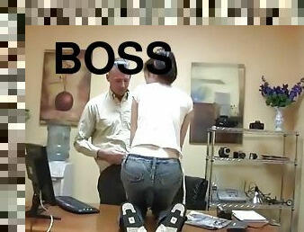 SLIM Brunette at Boss Office (part1)