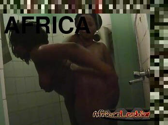 African lesbians showering together