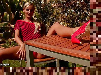 Stunning Blonde Masturbates Under the Shade of Palm Trees