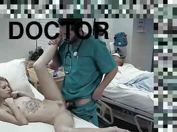 Doctor gives patient a sponge bath and vaginal probe