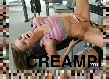 Sarah kay has an anal creampie in the gym