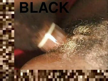 Black slut gets her hairy pussy licked and jammed hard