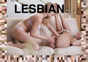 Petite lovemaking with two delicious blonde lesbians