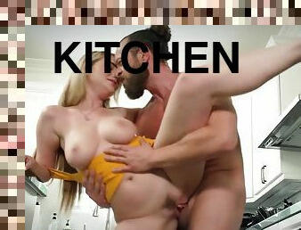 Blake Blossom drilled in the kitchen in various poses - couple hardcore with cumshot