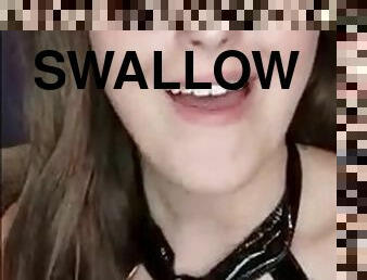 Whore swallows cum