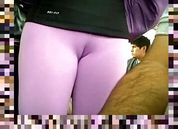 Amazing homemade reality cameltoe video shooted in a bus