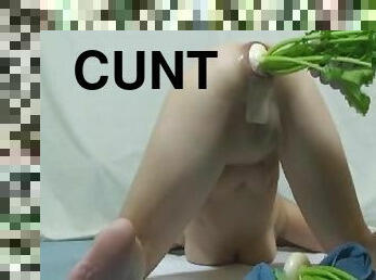 Kinky blond bitch gets her cunt fisted and stuffed with some veg