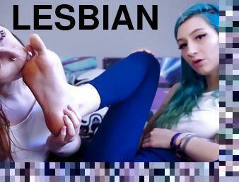 Lesbian feet licking