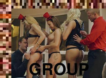 Everyone at a party starts having group sex