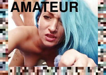 Amateur Sex Tape 2 - doggystyle hardcore with kinky blue haired babe Monica Mavi and her BWC stud Jericob