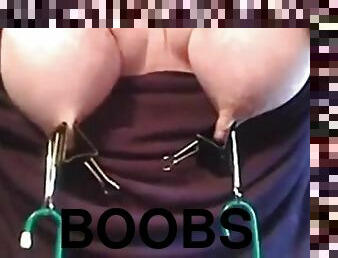 Homemade BDSM vid of a bitch playing with her bound boobs