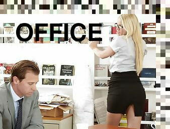 Vanessa Cage losses her thong and gets stiff dick in hardcore office scene