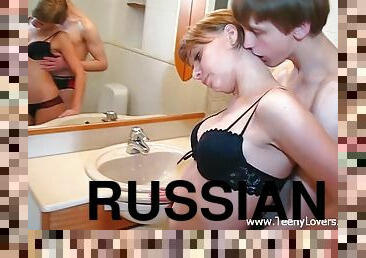 Russian teens Stacey and Steve fuck in the bathroom